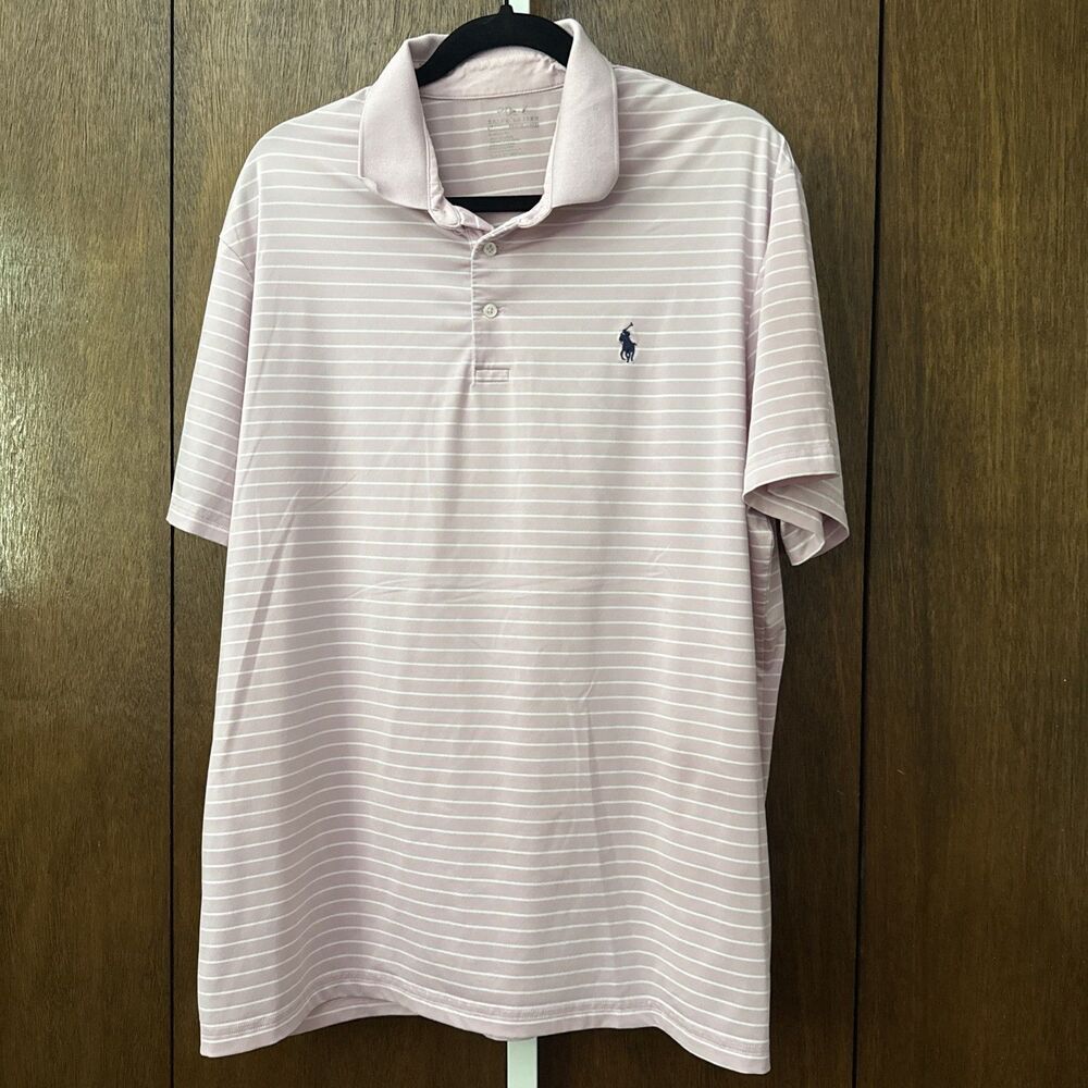 Polo Ralph Lauren Performance Pink Blue Logo Polo Shirt Men’s Size XL